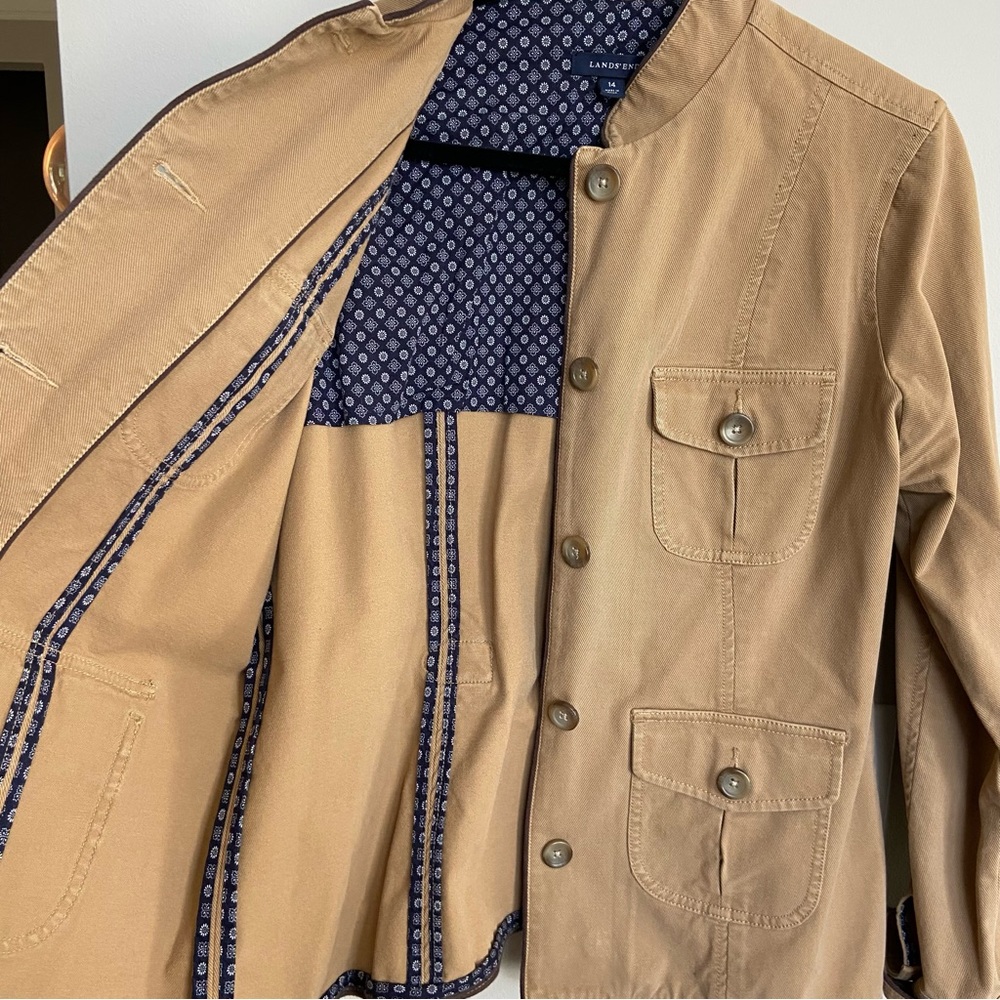 Land's End Barn Jacket, Honey Brown Cotton Canvas - Picture 4 of 9